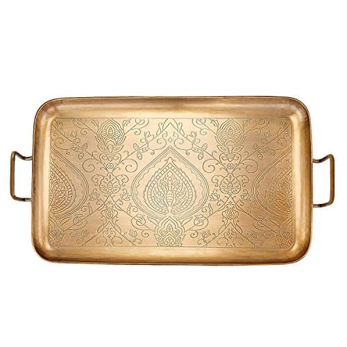 Image of "Tangier" Champagne Tone Etched Tray, 19" x 10¼" x 1"