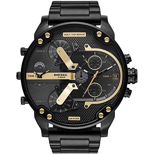Image of Diesel Watch for Men Mr. Daddy 2.0, Chronograph Movement, 57 mm Black Stainless Steel Case with a Stainless Steel Strap, DZ7435