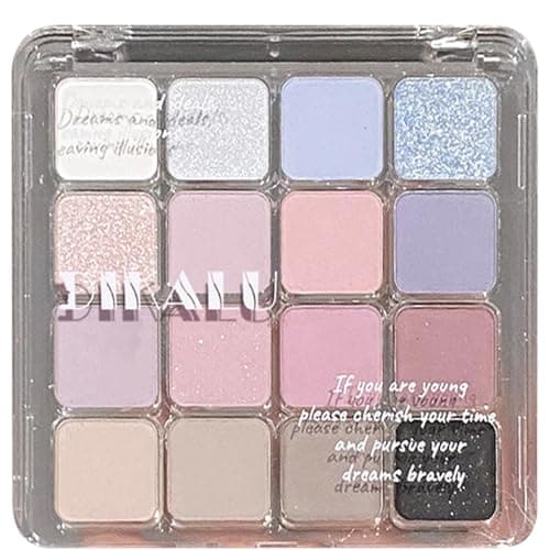 Image of Luxury 16-Color Eyeshadow Palette, Matte and Shimmer Finishes in Pink, Purple, Blue Shades, Smooth Blendable Texture, Waterproof Long-Lasting Makeup Set for Professional and Daily Use