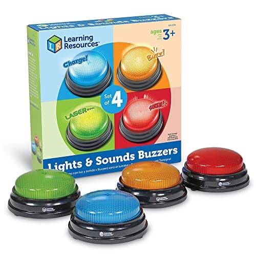 Image of Learning Resources (UK Direct Account) Learning Resources Lights and Sounds, Family Night Game, Game Show, Classroom Accessories, Siren, Buzzer, Set of 4, Ages 3+