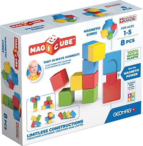 Image of Geomag, Magicube Full Color Recycled Try Me, Magnetic Games Suitable For Children From 1 To 5 Years, Magnetic Constructions for Children, 8-Piece Pack, 100% Recycled Plastic