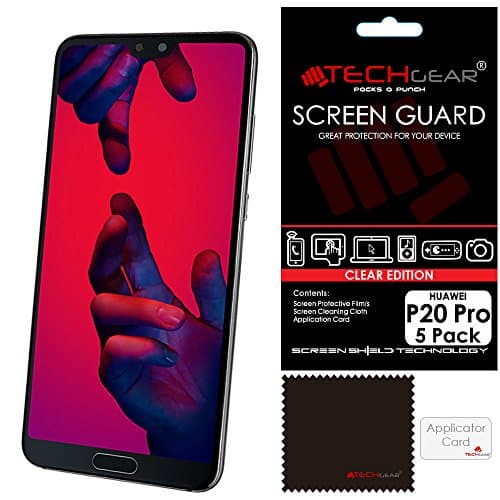 Image of TECHGEAR [5 Pack] Screen Protectors for Huawei P20 Pro - Clear Lcd Screen Protector Guard Covers Compatible with Huawei P20 Pro