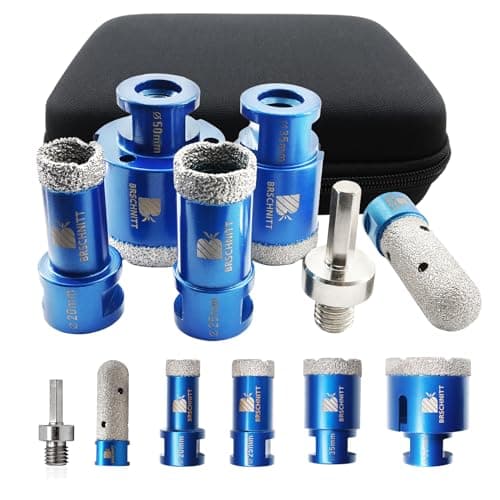 Image of BRSCHNITT Tile Hole Saw Kit - Diamond Core Drill Bit Set 20/25/35/50mm & 20mm Diamond Finger Milling Bit for Porcelain, Ceramic, Marble, Granite & Adapter