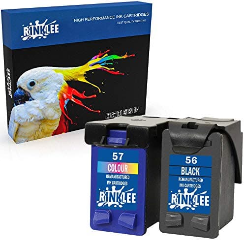 Image of RINKLEE Remanufactured for HP 56 57 Ink Cartridge compatible with HP Deskjet 450 5150 5550 9680 Officejet 4215 5610 6110 Photosmart 7260 7350 7450 7960 PSC 1210 1215 1315 2110 | 1 Black, 1 Tri-Colour