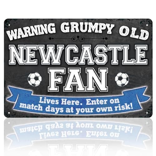 Image of Metal Sign for Newcastle United, Warning Grumpy Old Newcastle Fan Lives Here Funny Sign, Metal Poster Wall Decor Newcastle United Gifts for Men Boys