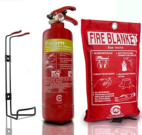 Image of Premium FSS UK 1 Litre AFFF Foam Spray Fire Extinguisher with fire Blanket. CE Marked. Ideal for Boats Homes Kitchen Workplace Offices Warehouses WORKSHOPS GARAGES Hotels Restaurants