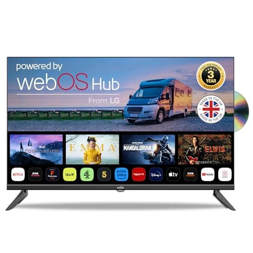 Image of Cello C3224WSF 12 Volt 32 inch Traveller Smart Frameless TV and DVD Made in UK (2024) Ultrafast WebOS, Freeview Play, FreeSat, Bluetooth, Netflix, Prime Video, Apple TV, BBC. UK