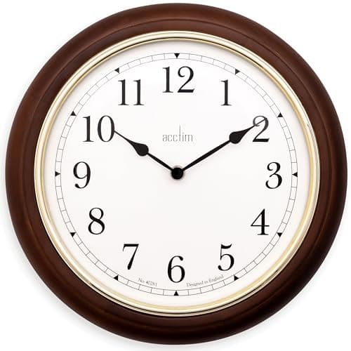 Image of Acctim Winchester Wall Clock Quartz Crafted Wood Domed Glass Lens 31.5cm (Oak Wood)