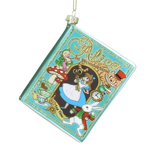 Image of Alice In Wonderland Glass Book Christmas Tree Decoration Gisela Graham