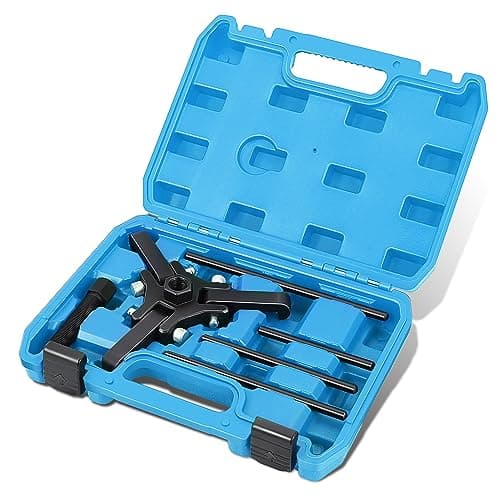Image of DNA MOTORING Harmonic Balancer Pulley Puller 6-pcs Set 3-Jaw Puller for Harmonic Dampers & Balancers Removal Compatible with Chrysler GM Mitsubishi,Blue,TOOLS-00318