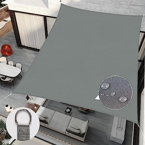Image of RICHIE Sun Shade Sail Rectangle 3m x 4m Waterproof, 98% UV Block Awnings for Patios with Free Rope, Sunscreen Awning Canopy, Rectangular Garden Shelter for Outdoor Garden Patio Yard Lawn, Dark grey
