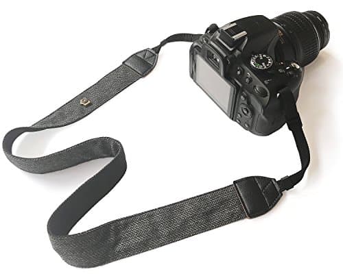 Image of Bestele Camera Shoulder Neck Belt Strap, Soft Vintage Print Camera Straps for Women Men for DSLR/SLR/Nikon/Canon/Sony/Lumix/Fujifilm/Rico/Samsung/Pentax/Olympus etc.(Soft Black)