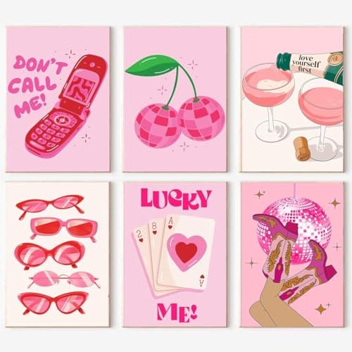 Image of 6 Pack Simple Paint by Numbers for Adults Beginner Paint by Numbers Kits Pink on Canvas for Adults,12x8 Inch DIY Macarons Paint by Numbers Kit with 26 Colors for Girls' Night In & Craft Party