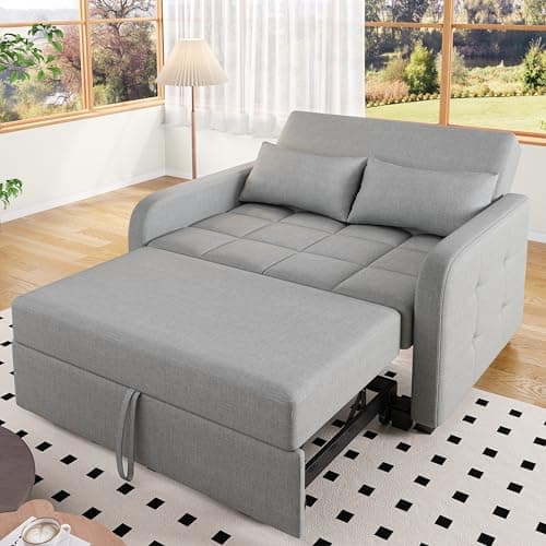 Image of BTM 2 Seater Sofa Bed with Adjustable Backrest, Multifunctional Folding Double Sofa Bed with Sleeping Function, 180x127cm, Dark Grey