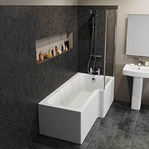 Image of 1600mm L Shaped Right Hand Shower Bath Bathtub Screen Front End Panel Acrylic Bathroom