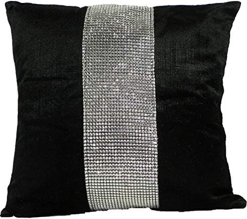 Image of Emma Barclay Eclat - Diamante Panel Velvet Cushion Cover in Black - 22x22 (50x50cm)