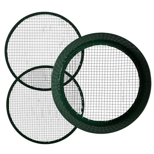 Image of Garden Sieve, 3 in 1 Metal Soil Sieve with Interchangeable Mesh Sizes 12mm/6mm/3mm, Fine Mesh Sieve Garden, Garden Riddle, Perfect Gardening Tool for Sifting Soil, Stones, and Compost