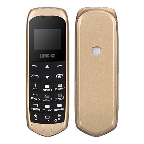 Image of LONG-CZ J8 The world's smallest and thinnest callphone, Magice voice changer Plastic Mini Phone. Micro SIM Card.Unlock (golden)