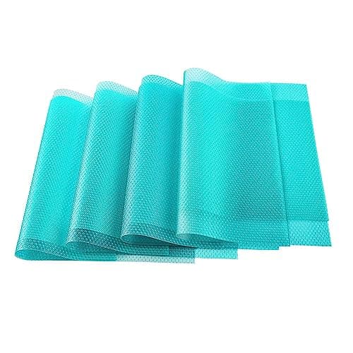 Image of bestmall Refrigerator Mats, 4 PCS Refrigerator Pad Salad Veg Fresh Liner Shelves Non Slip Fridge Mat Washable DIY Cupboard Mat Shoe Mat Table Mat Drawer Mat (Blue,29x45cm)