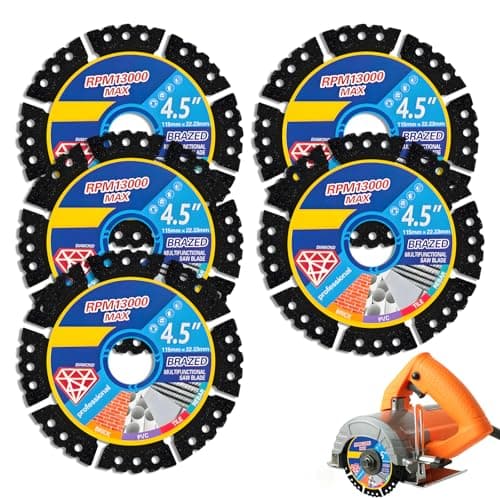 Image of 5 PCS Diamond Multi-Purpose Saw Blades, 4.5 Inch Angle Grinder Discs 115mm Angle Grinder Cutting Disc Heavy Duty Ultra Thin Wheel Disc for Cutting Porcelain Granite Marble Concrete Tiles