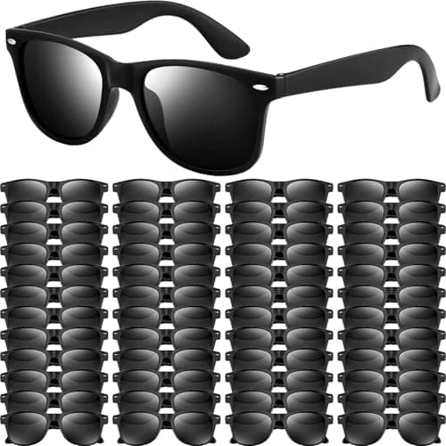 Image of NEBURORA 6 Pack Black Sunglasses Bulk Retro Black Shades Party Sunglasses for Adult Men Women Summer Beach Party Accessories