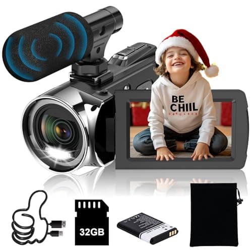 Image of Weochi Ultra HD 4K 48MP Camcorder Digital Cameras Recorder for YouTube TikTok 3 Inch 270 Degree Rotation Screen, 18X Zoom Vlogging Camcorders for Kids