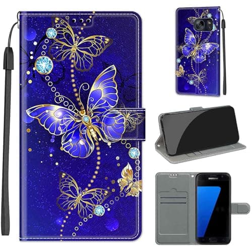 Image of for Samsung Galaxy S7 Case, Premium PU Leather Flip Wallet Case Shockproof Protective Phone Case for Samsung Galaxy S7