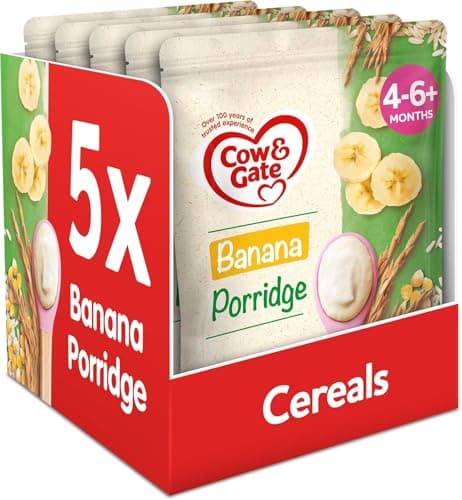 Image of Cow & Gate Banana Porridge Baby Food Cereal, 4-6+ Months, 125g (Pack of 5)