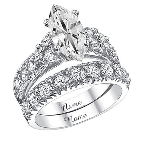 Image of MOLICACI 14K Gold 3.0 CT Marquise Cut Lab Grown Diamond Bridal Set for Her, IGI Certified, DE-Color, VS, 9CT 14CT 18CT Gold Diamond Wedding Ring Set for Women Ladies Engagement Wedding Valentines Day