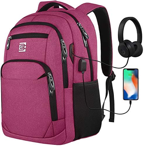 Image of marcello Laptop Backpack with USB Charging&Headphone Port,Anti-Theft Business Backpack with Padded Shoulder Strap, Computer Rucksack for School/Work/Travel (Rose, 15.6 inch)