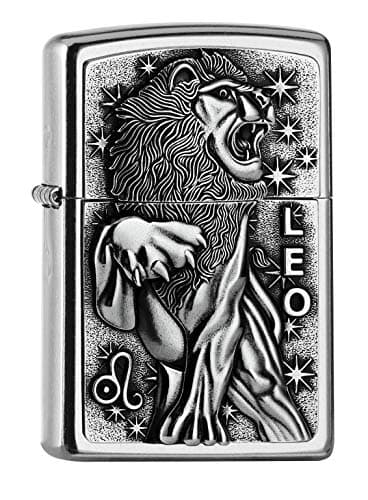 Image of Zippo Windproof Lighter - Leo Emblem, Street Chrome, Emblem - Refillable - Reusable - Windproof Design - Gift Box - Made in USA, 5,8 * 3,8 * 1,2