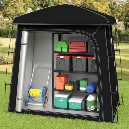 Image of Bike Storage Shed Tent, Outdoor Portable Bicycle Storage Sheds for 3 bikes, 210D Oxford Fabric Waterproof Bike Covers Shelter for Motorcycle,Garden Tools 200X100X190