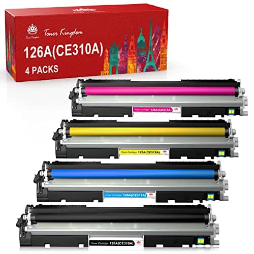 Image of Toner Kingdom Toner Cartridges Compatible for HP 126A CE310A CE311A CE312A CE313A CF350A Compatible for HP LaserJet Pro 100 MFP M175 M175A M175nw M275nw M176 M177 M177FW CP1025 CP1025nw (4 Packs)