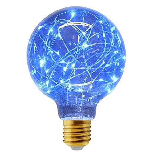 Image of Long Life Lamp Company 1w G95 Globe LED Industrial Decorative Light Bulb Coloured Fairy String Filament E27 (Blue)