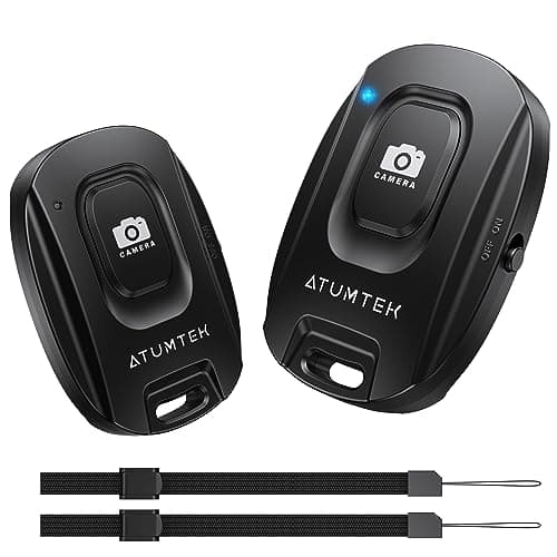 Image of ATUMTEK Camera Remote Shutter for iPhone and Android Smartphones (2 Pack), Wireless Phone Remote Control Selfie Button for Photos and Videos (Bluetooth 5.2), Wrist Strap Included, Black