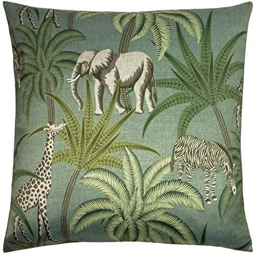 Image of Paoletti Jungle Parade Polyester Filled Cushion, Green, 50 x 50cm