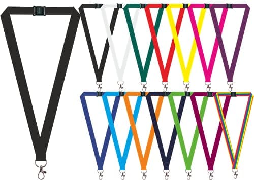 Image of Personalised Printed Lanyard - ID Neck Strap for Badge, Card or Keys - Red, Blue, Black, Yellow, White