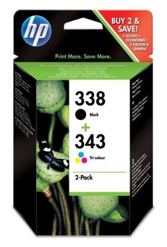 Image of HP 338/343 Black Cyan Magenta Yellow Ink Cartridge 480 Pages 1.5" 20-80% 0-40°C 5-95%