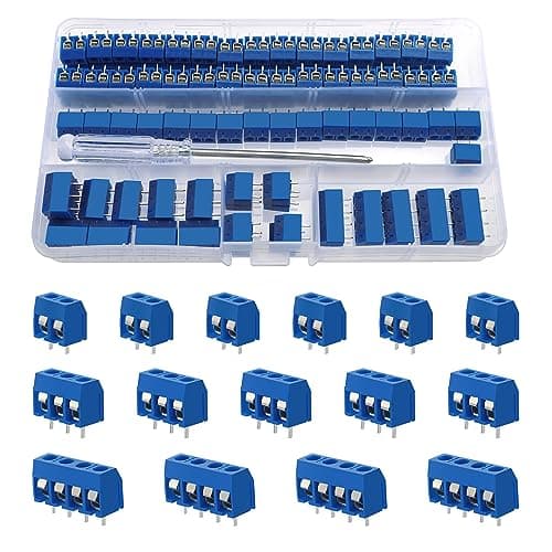 Image of YIXISI 100 PCS PCB Mount Screw Terminal Block Kit, 5mm Pitch 2/3/4 Pin Screw Terminal Block Connector, Blue