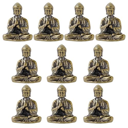 Image of Yfenglhiry 10PCS Small Brass Buddhas Statue Figurine Chinese Sakyamuni Buddhisms Figures Scriptures Journey Worship Gift Home Decor Religious Decor