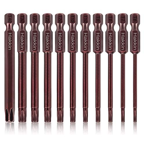 Image of Hakkin Torx Bit Set 11Pcs 75mm Tamper Proof Torx Security Bits Premium S2 Steel Redness Treatment Magnetic Screwdriver Bits 1/4” Hex Shank for Power Hand Tools T6 T7 T8 T9 T10 T15 T20 T25 T27 T30 T40