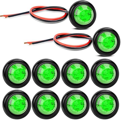 Image of Gebildet 10 Pcs 12V Round Clearance LED Front Rear Side Indicator Bullet Marker Light (Green)