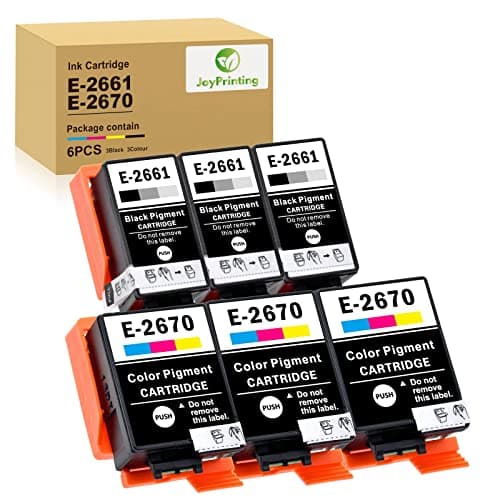 Image of JoyPrinting Compatible with Epson T2661 T2670 T-2661 T-2670 Ink Cartridges Replacement for Epson Workforce WF-100W WF-110W Printer with Pigment Ink, 6 Pack (3 Black, 3 Colour)