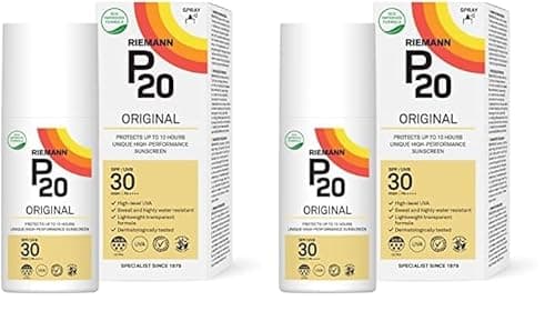 Image of RIEMANN P20 Original SPF30 Spray, 200ml, Advanced Sunscreen Protection High Performance, Triple Protection + Sweat Resistance, Durable Protects up to 10 Hours, Water Resistant, (Pack of 2)