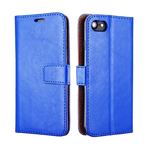 Image of NWNK13 iPhone 5 / 5S / SE Blue Case Premium Leather Slim Book Side Open Flip Case Cover with Screen Film/Touch Pen (i