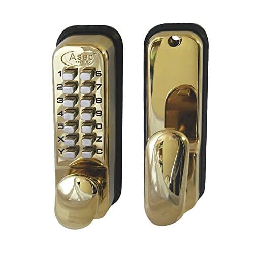 Image of Asec Keyless Digital Door Combination Lock with Holdback - Polished Brass