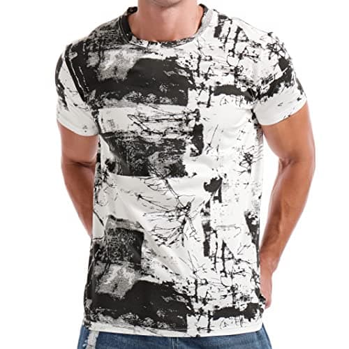 Image of RONOMO Men's Round Neck Short Sleeved T-Shirt | Medium Elasticity | Soft and Breathable | Pre Shrunk Treatment| (FK White S)