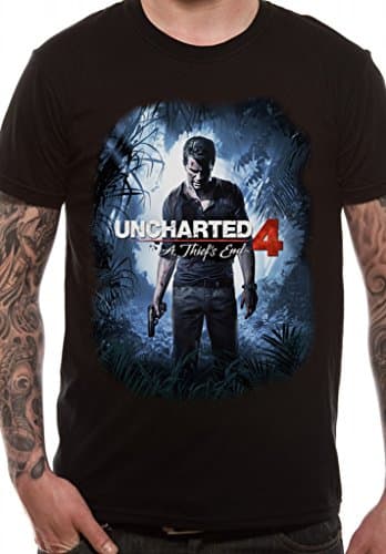 Image of Uncharted 4 Cover Art a Thief's End Official Video Game Tee T-Shirt Mens Unisex (Large)