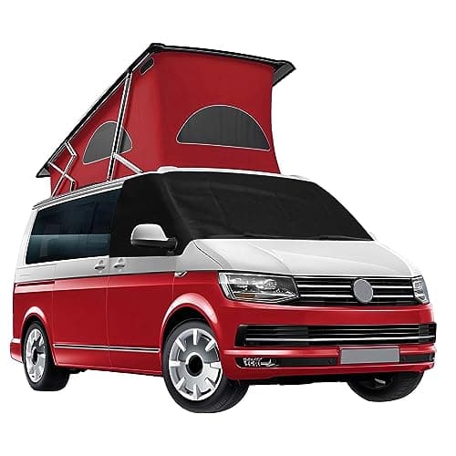 Image of Front Windscreen Wrap Cover Compatible with VW T6, Luxury Front Screen Window Sunshades 100% Black Out, Block UV Rays, Weatherproof Car Windshield Cover