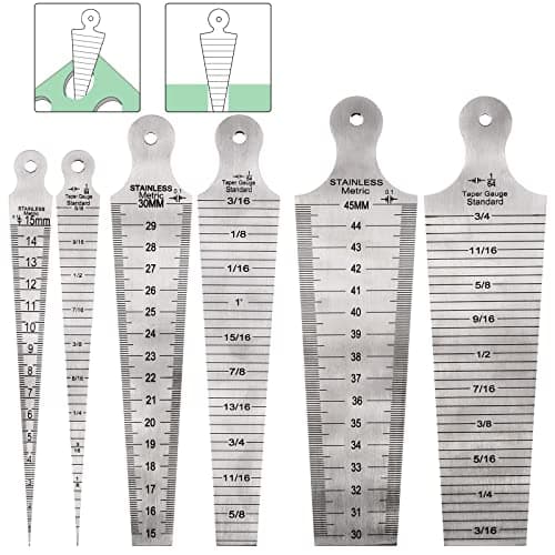 Image of Keadic 3Pcs Stainless Welding Taper Gauge Test Set, 1-15mm/15-30mm/30-45mm Feeler Gage Rulers Gap Hole Inspection Tool Inch & Metric Standard for Size Measurement (1/64”-5/8”, 5/8”-3/16”, 3/16”-3/4”)